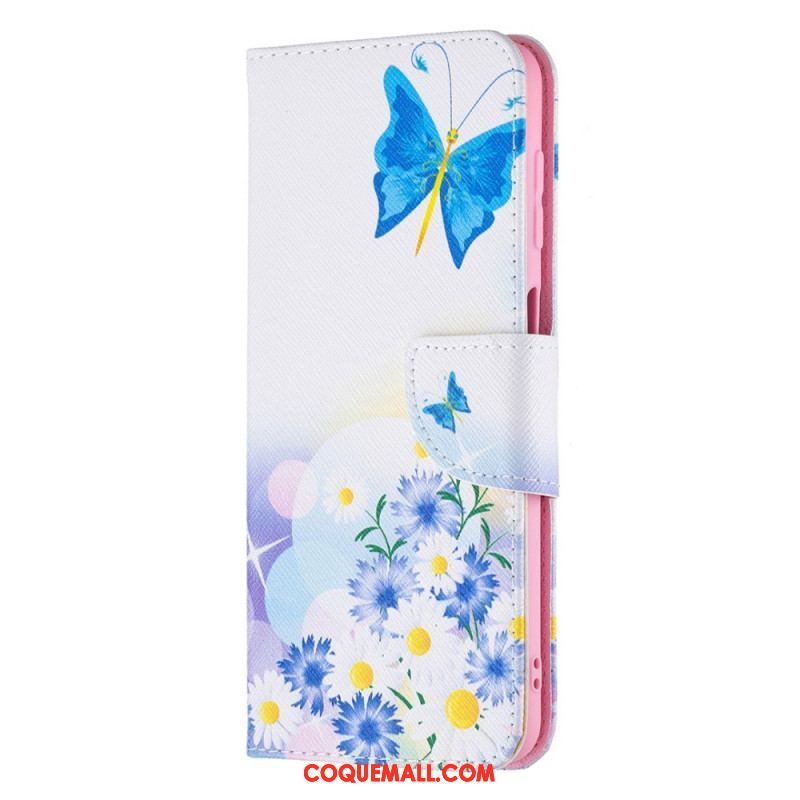 Housse Samsung Galaxy M32 Papillons et Fleurs Peints