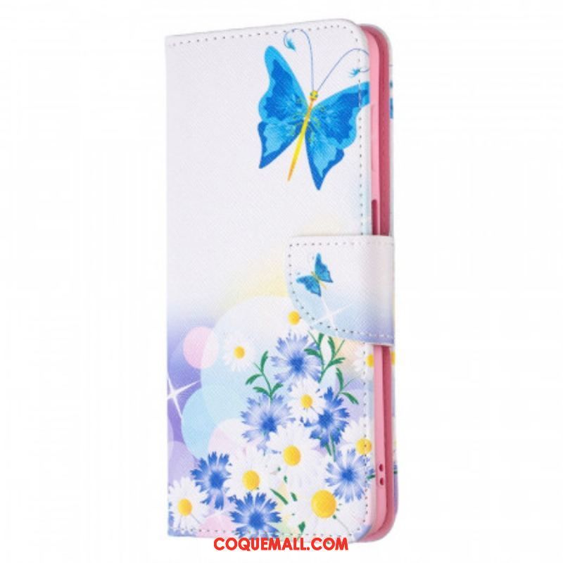 Housse Samsung Galaxy M52 5G Papillon et Fleurs