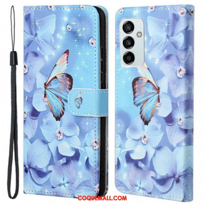 Housse Samsung Galaxy M53 5G Papillons à Lanière