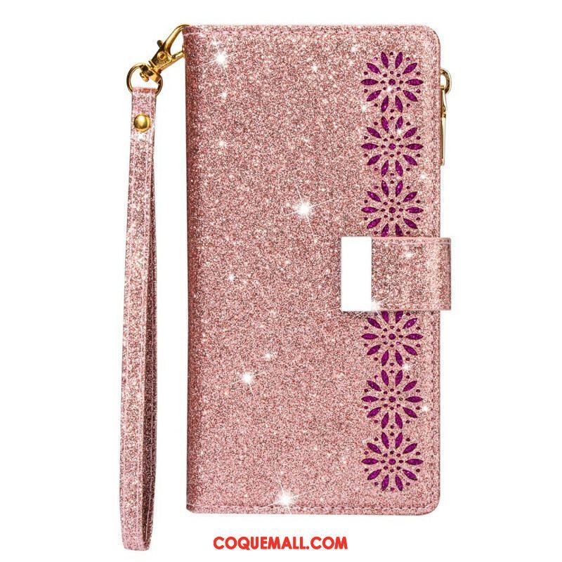 Housse Samsung Galaxy Note 20 Ultra Paillettes Portefeuille Zip