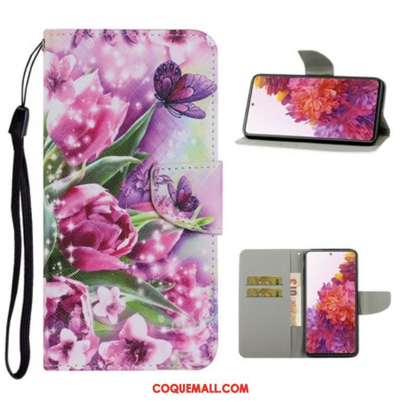 Housse Samsung Galaxy S20 FE Papillons et Tulipes