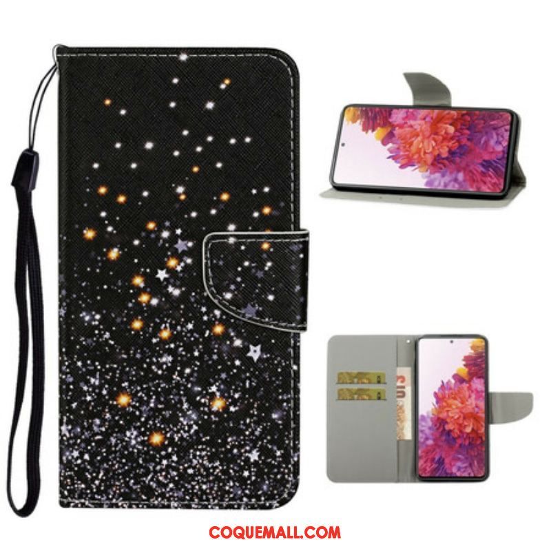 Housse Samsung Galaxy S20 FE Étoiles et Paillettes avec Lanière