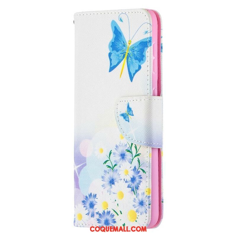 Housse Samsung Galaxy S21 5G Papillons et Fleurs Peints