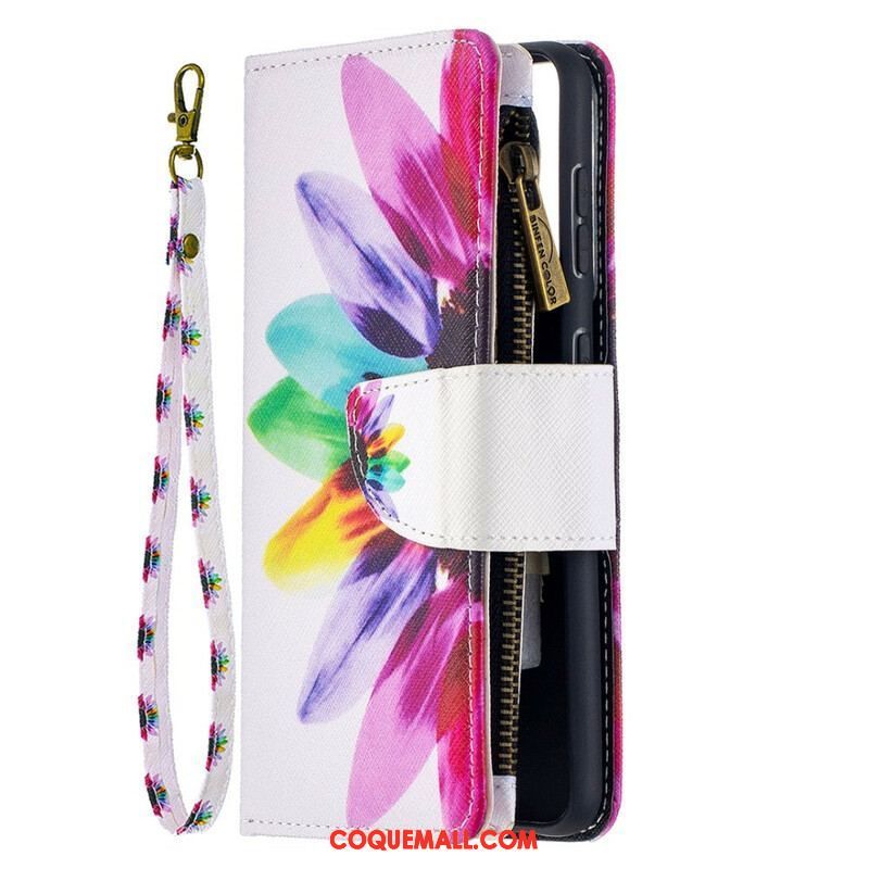 Housse Samsung Galaxy S21 5G Poche Zippée Fleur