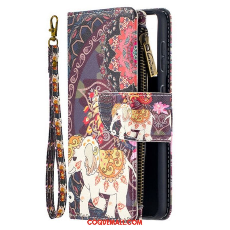 Housse Samsung Galaxy S21 5G Poche Zippée Éléphant