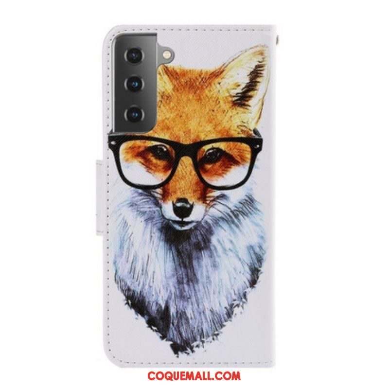 Housse Samsung Galaxy S21 5G Renard Intello à Lanière