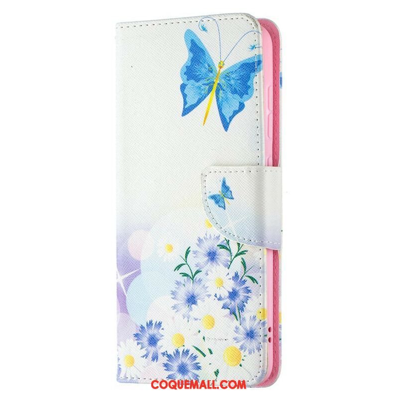 Housse Samsung Galaxy S21 FE Papillons et Fleurs Peints