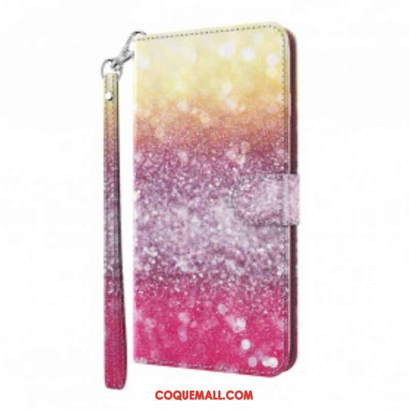 Housse Samsung Galaxy S21 Ultra 5G Dégradé Paillettes Magenta