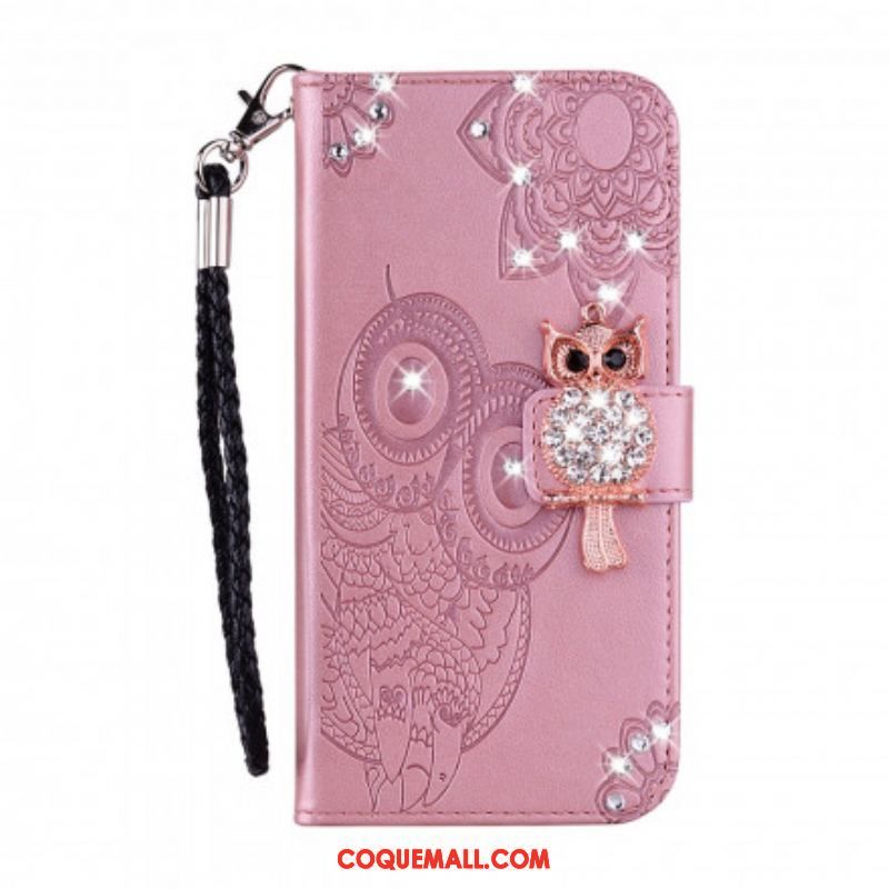 Housse Samsung Galaxy S21 Ultra 5G Hibou Mandala et Breloque