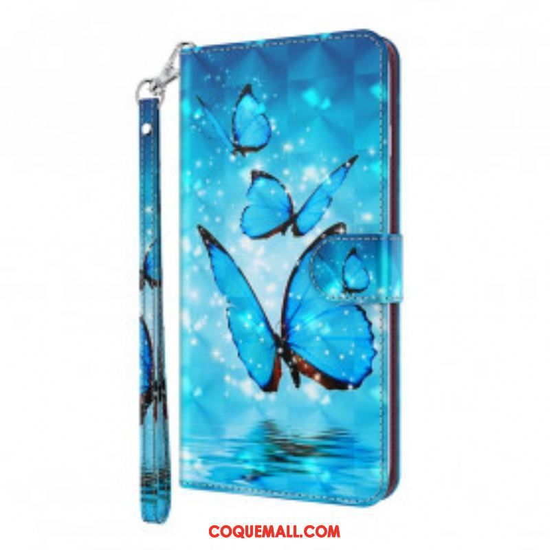 Housse Samsung Galaxy S21 Ultra 5G Papillons Bleus Volants