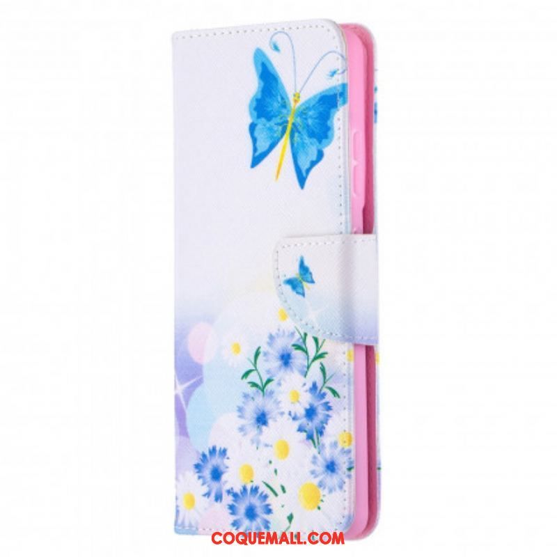 Housse Samsung Galaxy S21 Ultra 5G Papillons et Fleurs Peints