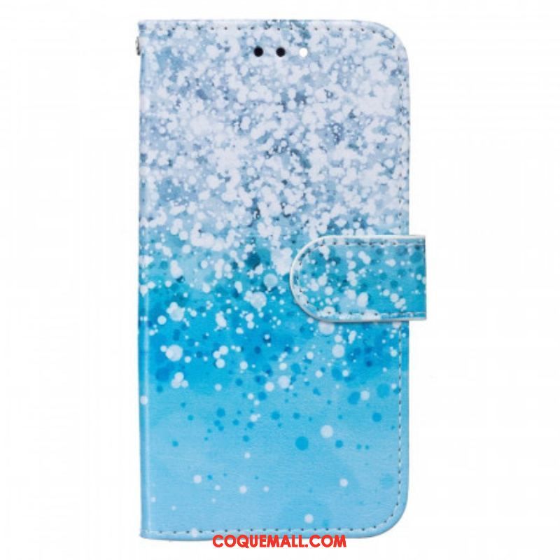 Housse Samsung Galaxy S22 5G Dégradé Paillettes Bleues