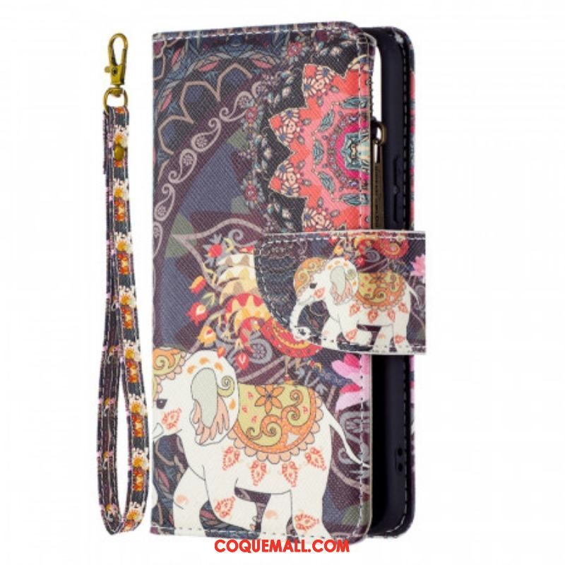 Housse Samsung Galaxy S22 5G Poche Zippée Éléphant