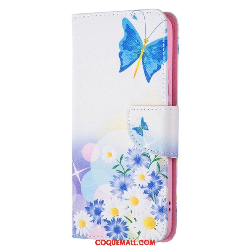 Housse Samsung Galaxy S22 Plus 5G Papillons et Fleurs Peints