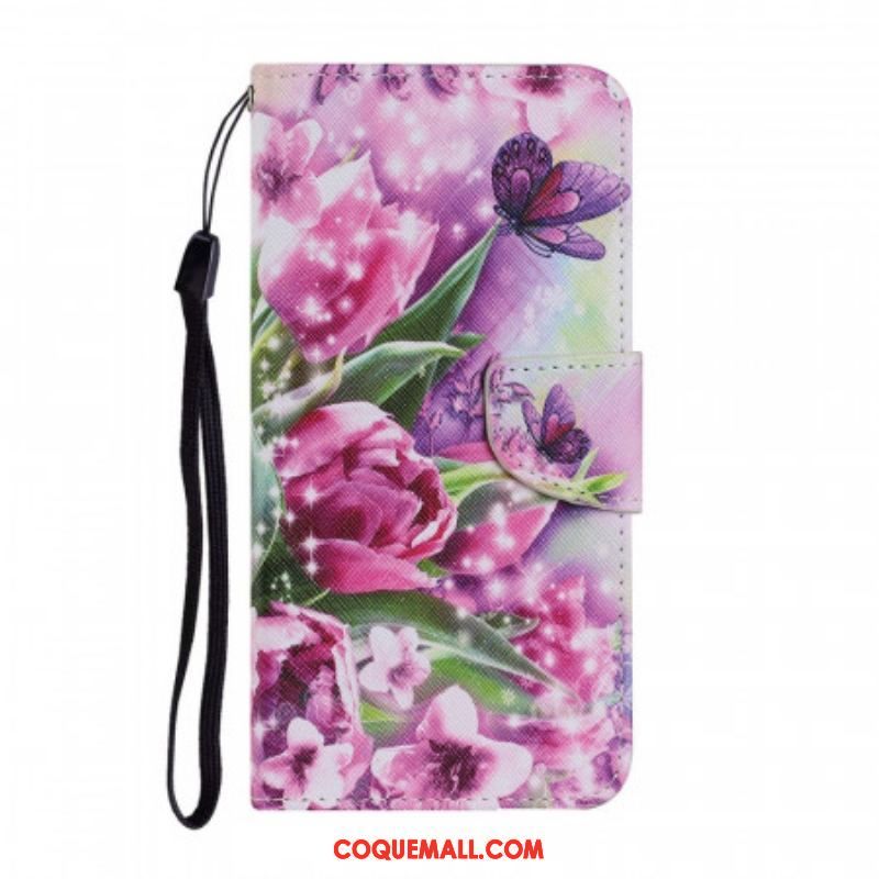 Housse Samsung Galaxy S22 Ultra 5G Papillons et Tulipes