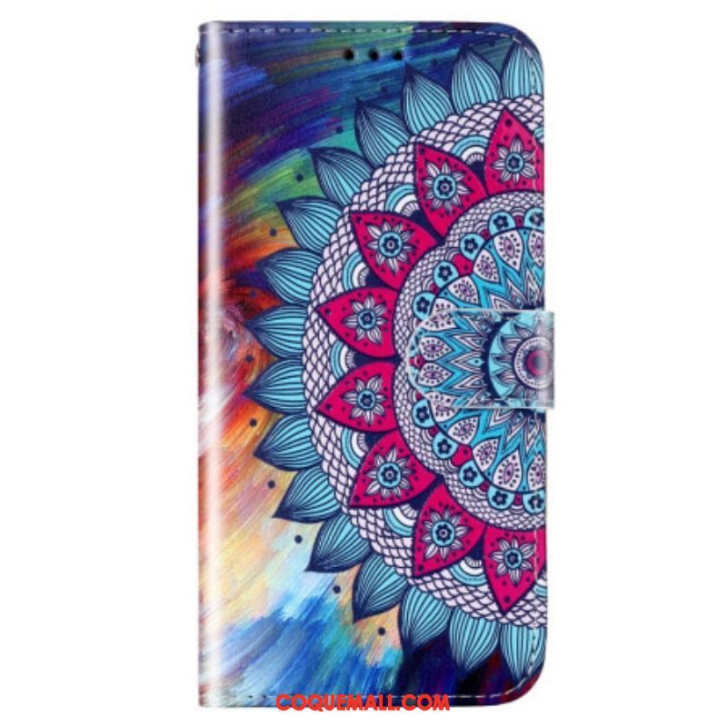 Housse Samsung Galaxy S23 5G Mandala Coloré à Lanière