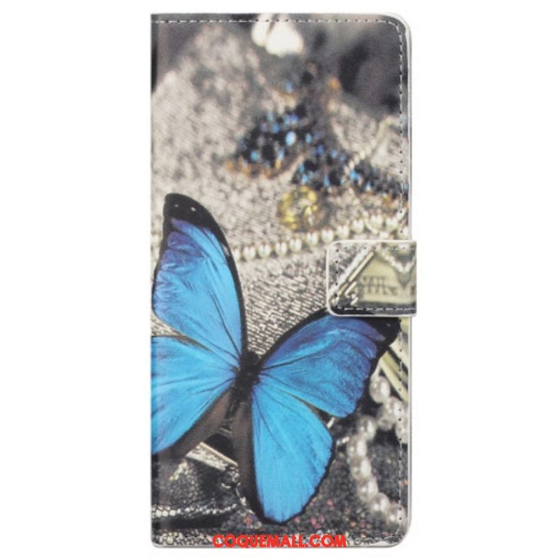 Housse Samsung Galaxy S23 5G Papillon Bleu