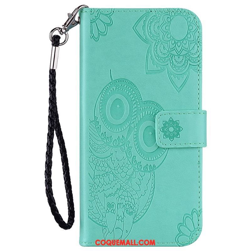 Housse Samsung Galaxy S23 Ultra 5G Hibou Mandala et Lanière