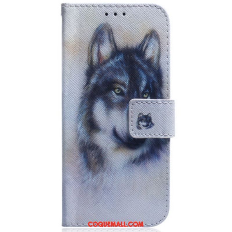 Housse Samsung Galaxy S23 Ultra 5G Loup Aquarelle