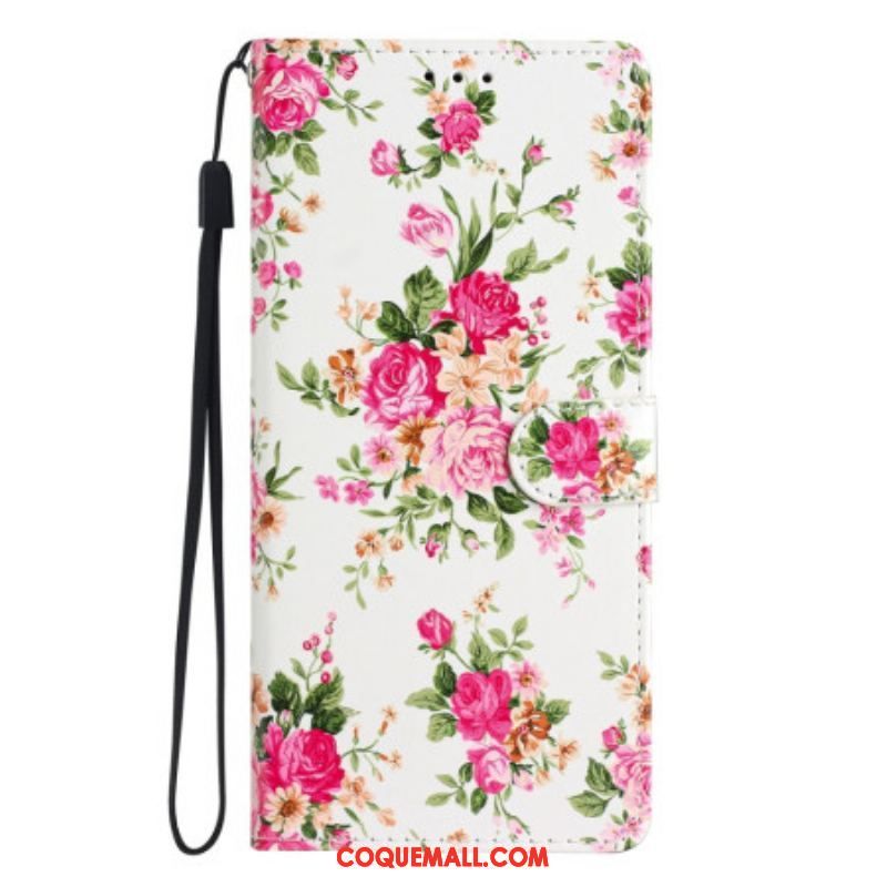 Housse Xiaomi 12 Lite Fleurs Liberty à Lanière