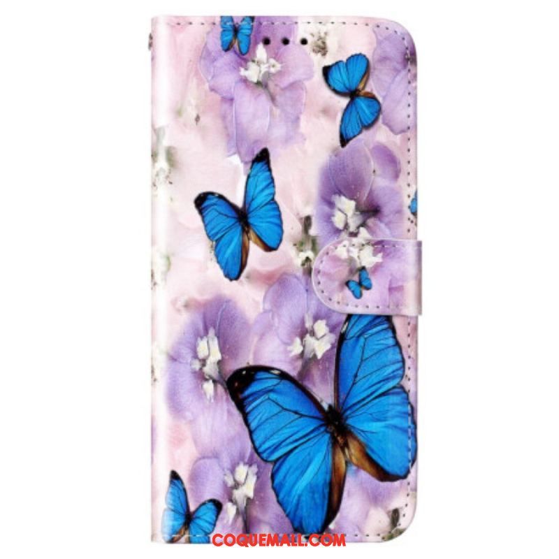 Housse Xiaomi 12 Lite Papillons Colorés à Lanière