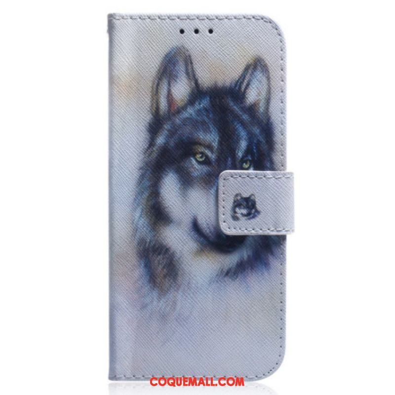 Housse Xiaomi 13 Loup Aquarelle à Lanière