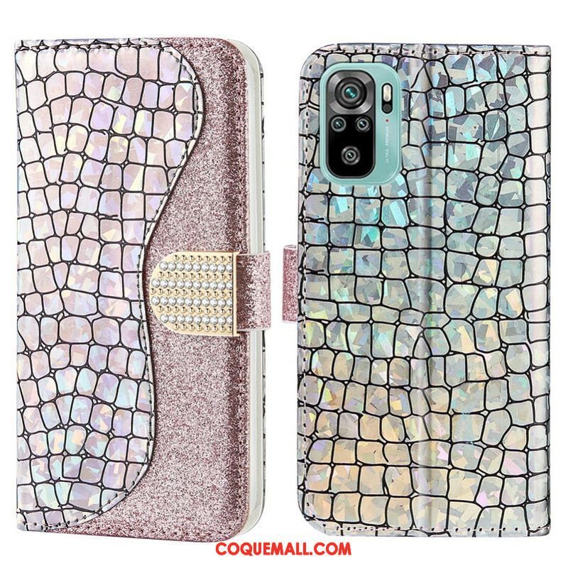 Housse Xiaomi Redmi Note 10/10S/Poco M5s Croco Diamants