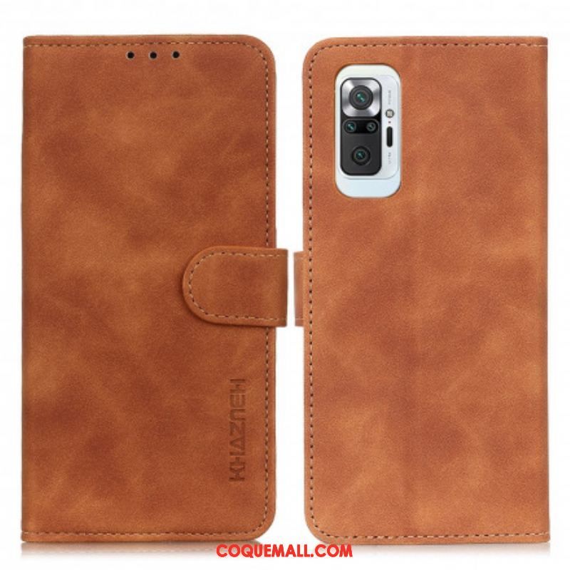 Housse Xiaomi Redmi Note 10 Pro Effet Cuir Vintage KHAZNEH