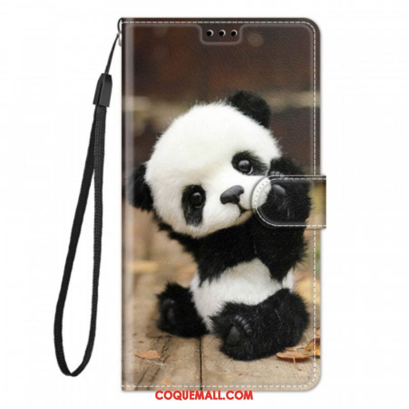 Housse Xiaomi Redmi Note 10 Pro Petit Panda à Lanière