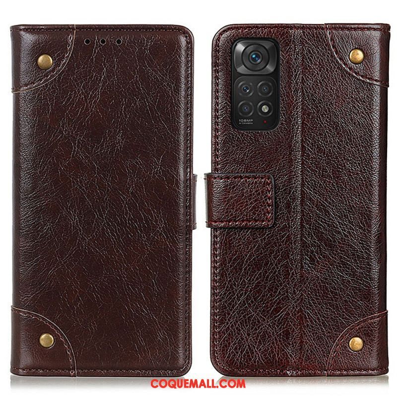 Housse Xiaomi Redmi Note 11 / 11s Style Cuir Nappa Rivets Vintage