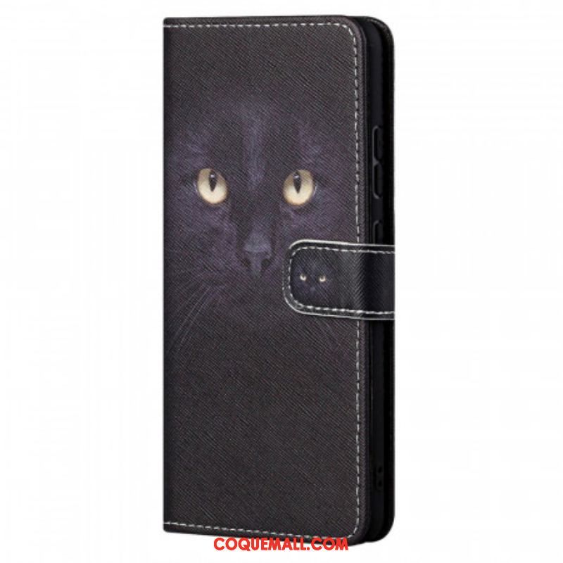 Housse Xiaomi Redmi Note 11 / 11s Yeux de Chat Noir à Lanière