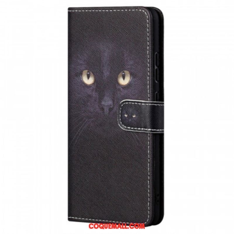 Housse Xiaomi Redmi Note 11 Pro / Note 11 Pro 5G Yeux de Chat Noir à Lanière