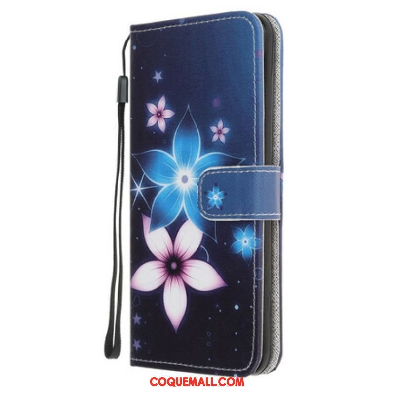 Housse iPhone 13 MIni Fleurs Lunaires à Lanière