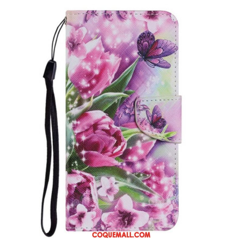 Housse iPhone 13 Pro Papillons et Tulipes