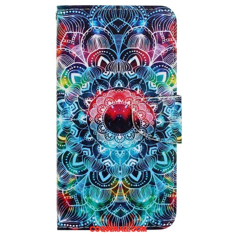 Housse iPhone 15 Mandala Coloré à Lanière