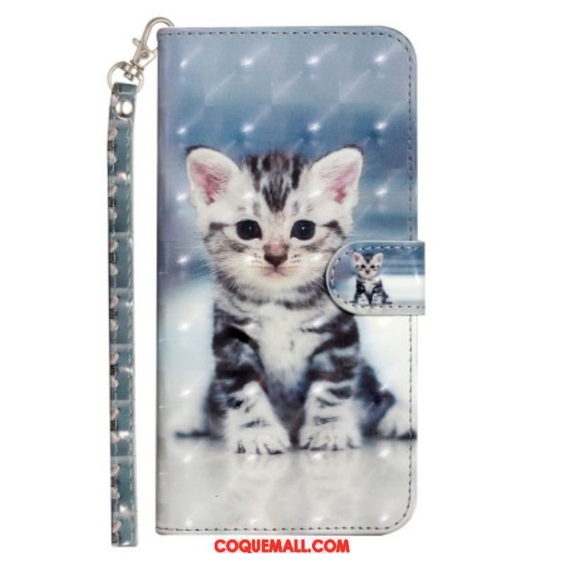 Housse iPhone 15 Pro Max Chaton 3D à Lanière