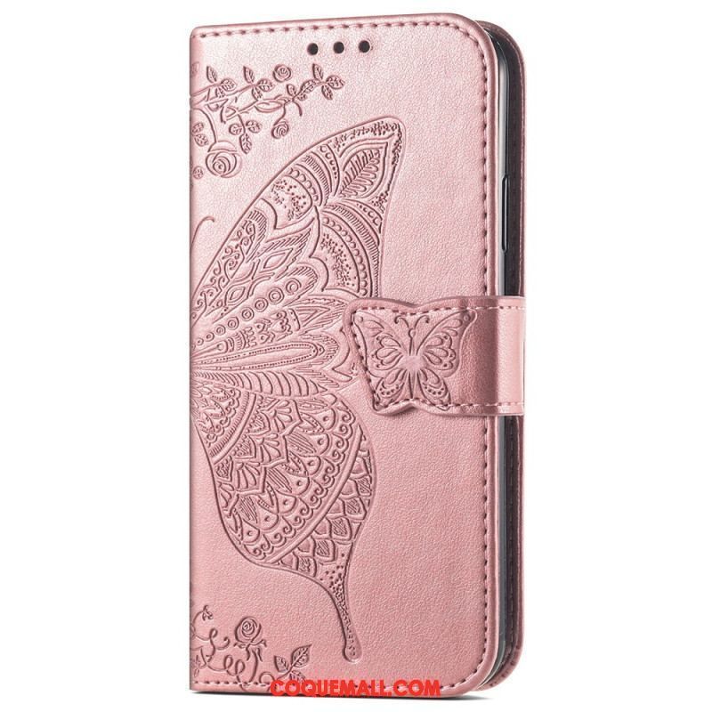 Housse iPhone 15 Pro Max Papillon Baroque à Lanière