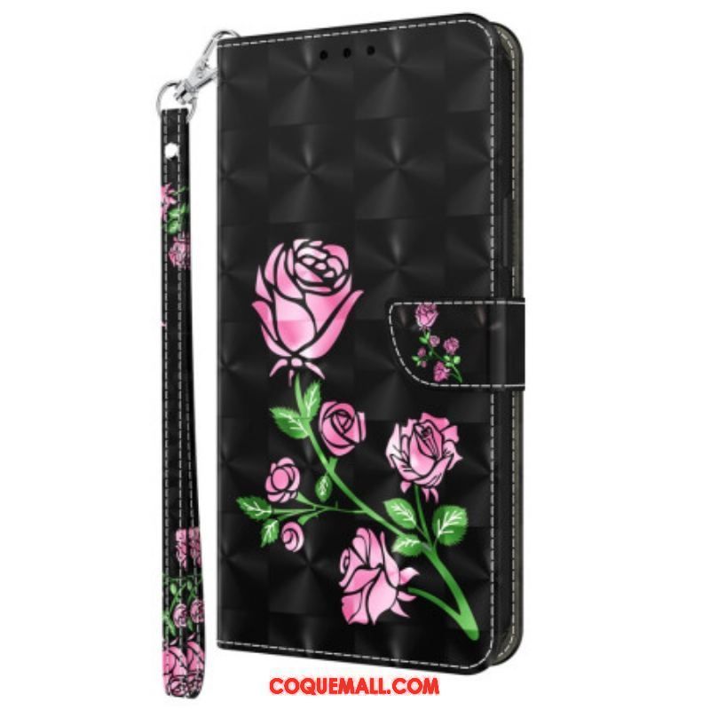 Housse iPhone 15 Pro Max Roses à Lanière