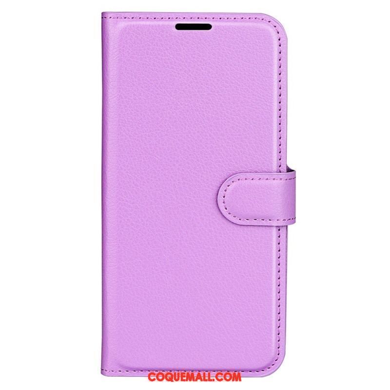 Housse iPhone 15 Pro Simili Cuir Litchi Classique