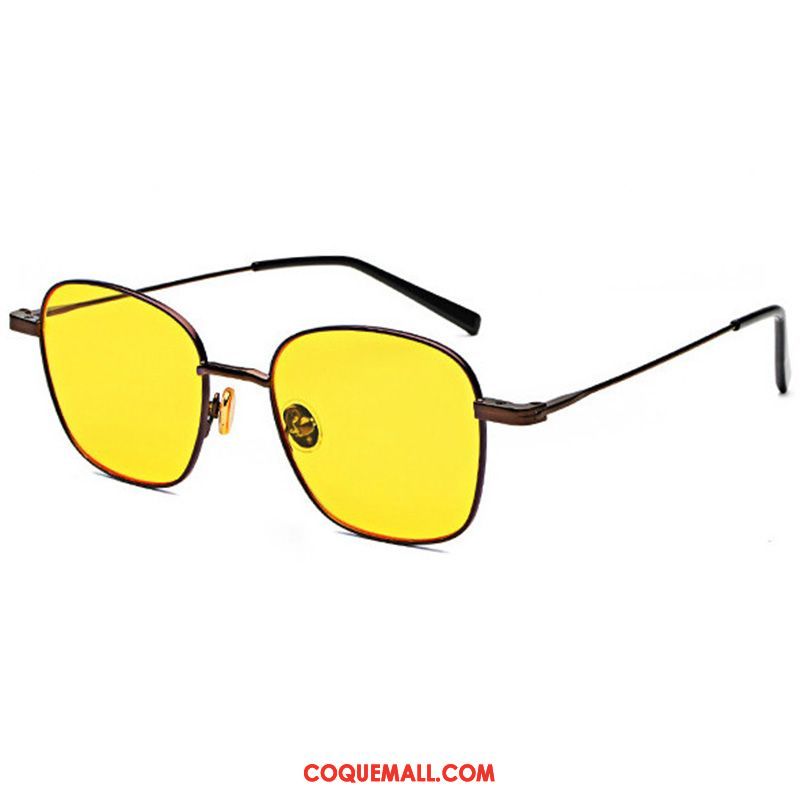 Lunettes De Soleil Homme Rétro Tendance Jaune, Lunettes De Soleil Jaune Femme