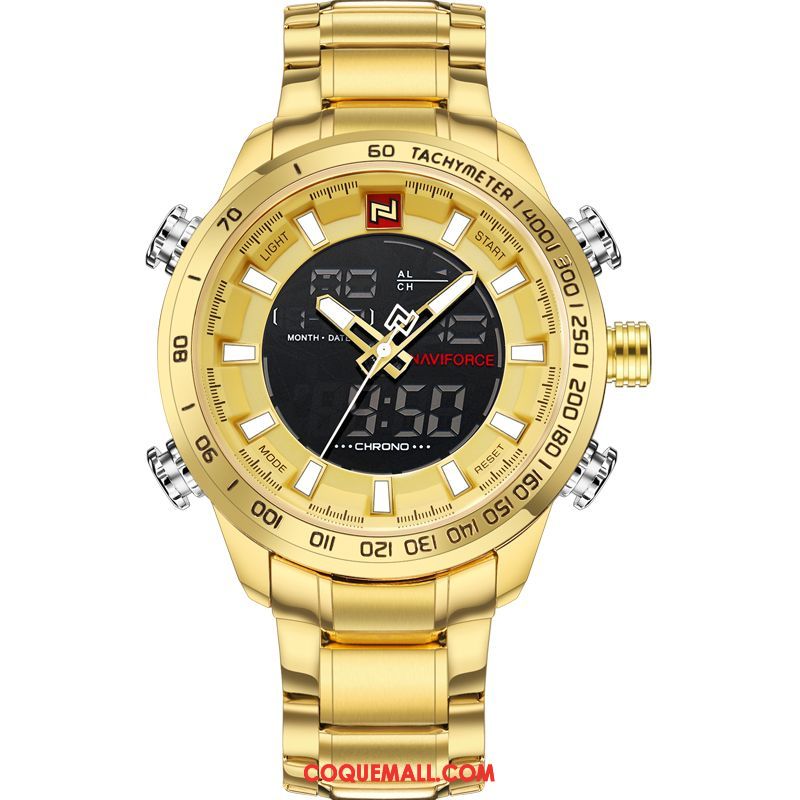 Montre Homme Gros Hip Hop Tendance, Montre Authentique Multifonctions Gold