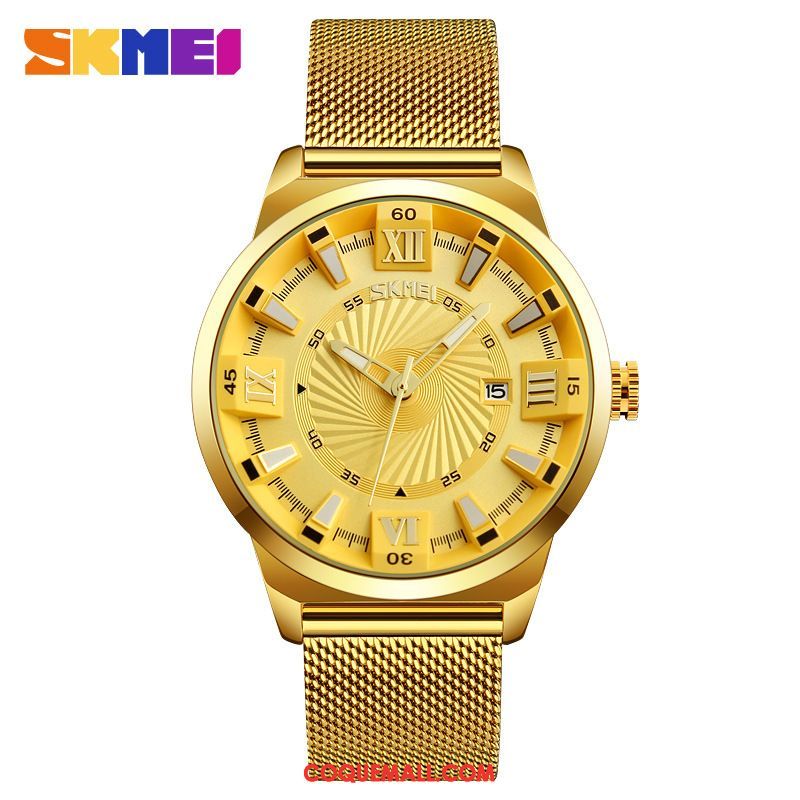 Montre Homme Mode Étanche Authentique, Montre Montre À Bracelet Montre À Quartz Gold