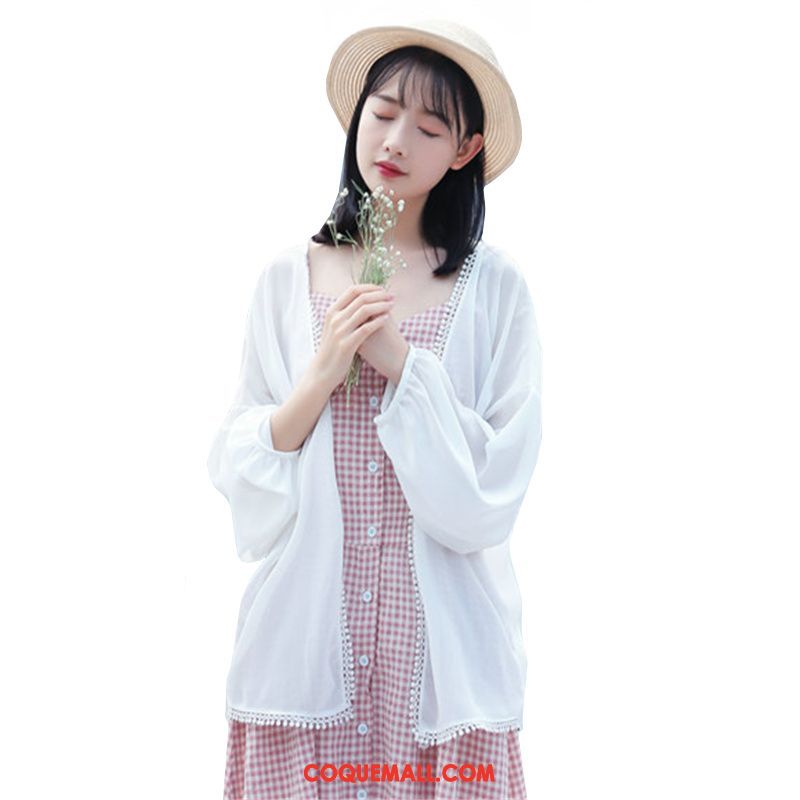 Vêtement Anti Uv Femme Tassel Manteau Cardigan, Vêtement Anti Uv Section Mince Blanc