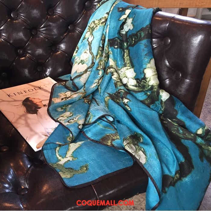 Écharpe Femme Bleu Châle Foulard, Écharpe Printemps Soie