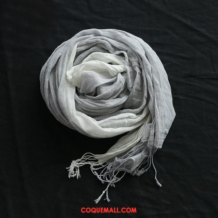 Écharpe Femme Foulard Couleur Du Sort Rétro, Écharpe Gris All-match Beige