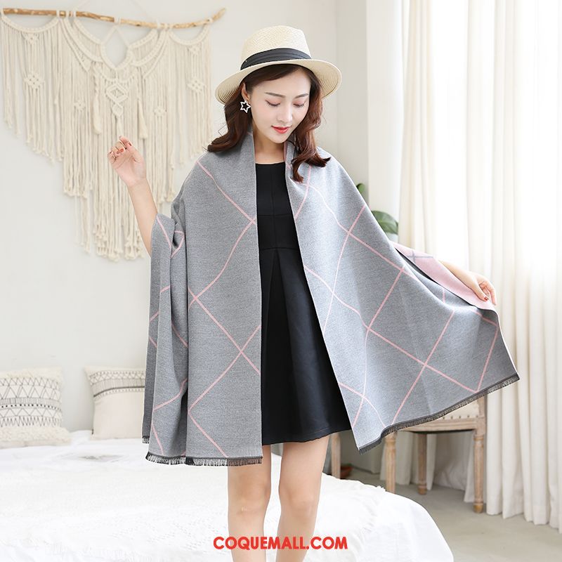 Écharpe Femme Gros Plus Épais L'automne, Écharpe Gris Hiver Marineblau