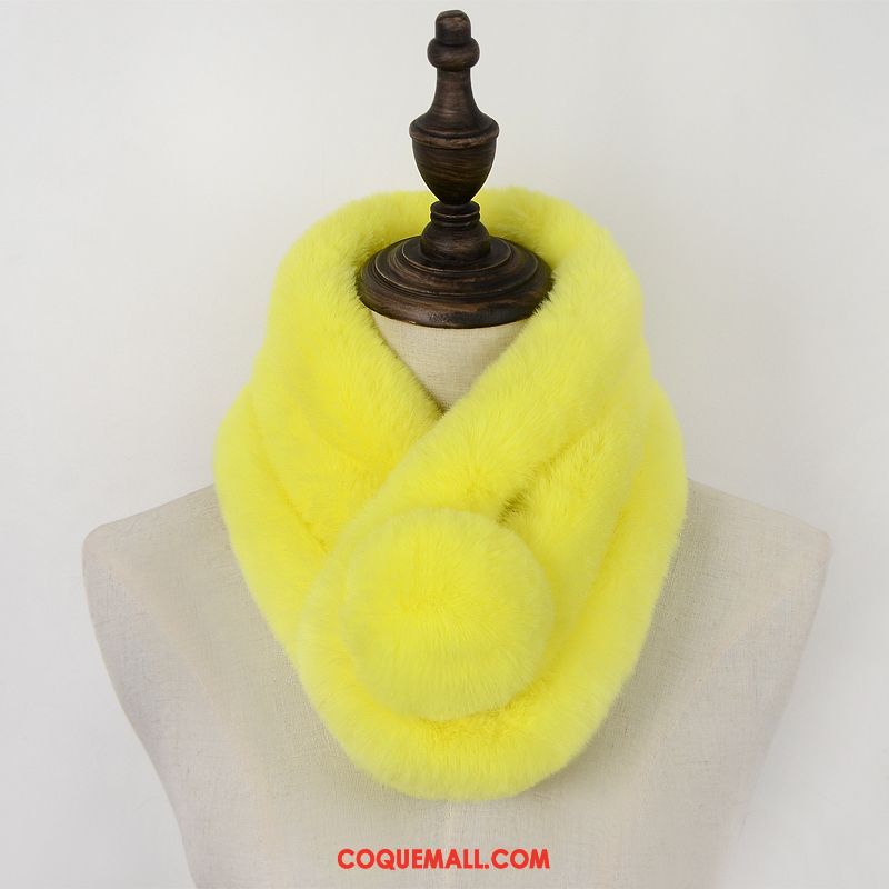 Écharpe Femme Plus Épais Peluche Collier, Écharpe Le Nouveau Jaune