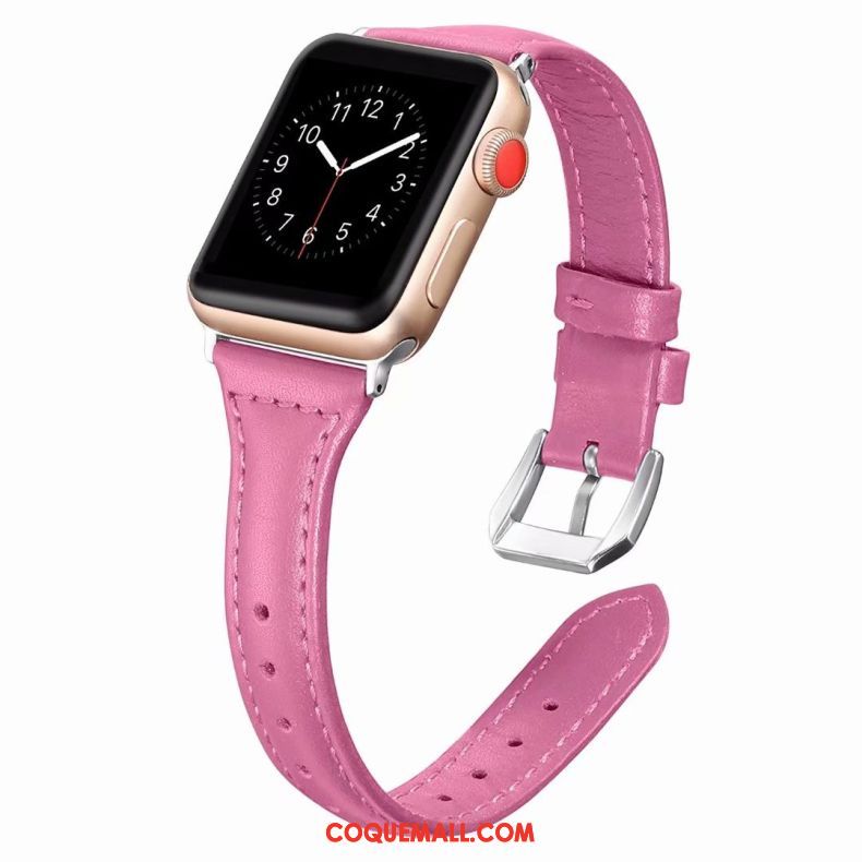 Étui Apple Watch Series 2 Rose Côté Fin Cuir Véritable, Coque Apple Watch Series 2