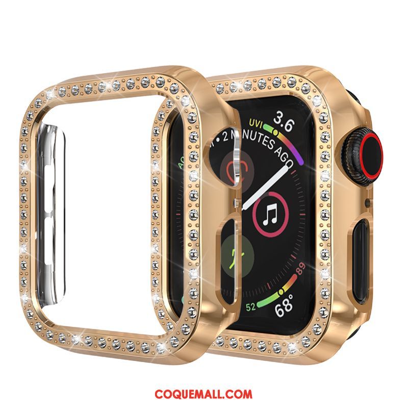 Étui Apple Watch Series 3 Protection Incruster Strass Incassable, Coque Apple Watch Series 3 Or