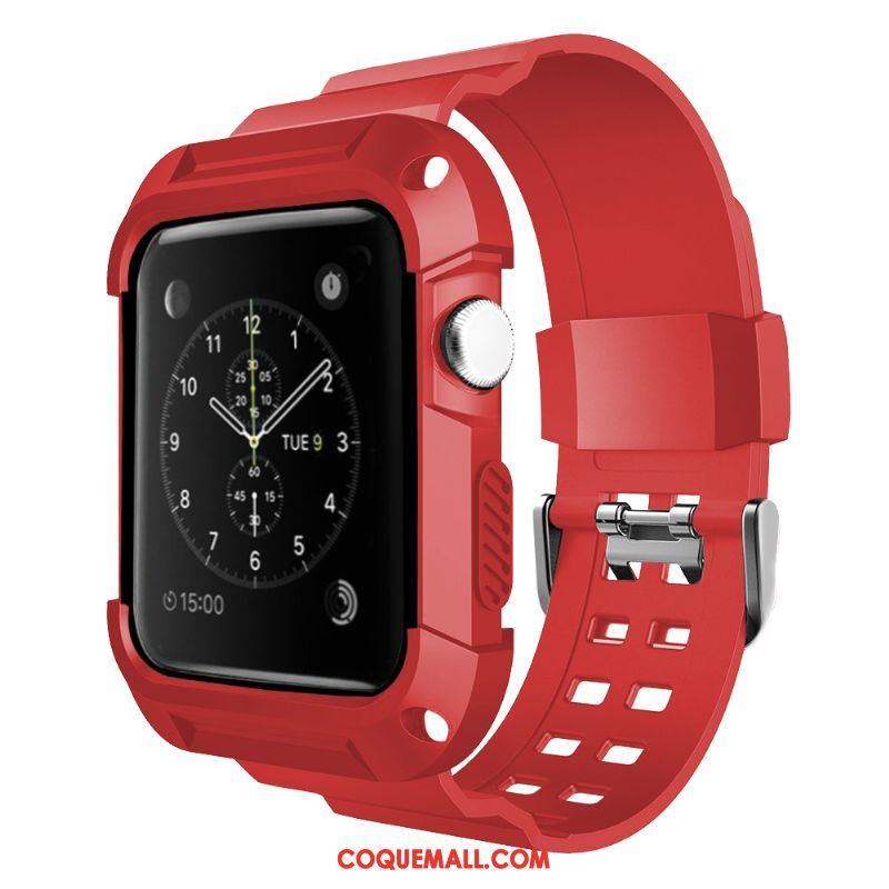 Étui Apple Watch Series 3 Rouge Personnalité Imperméable, Coque Apple Watch Series 3 Protection Silicone